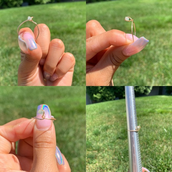 ❗️SOLD❗️ Handmade Gold Copper Wire Bead/Stone Rings - Picture 3 of 8